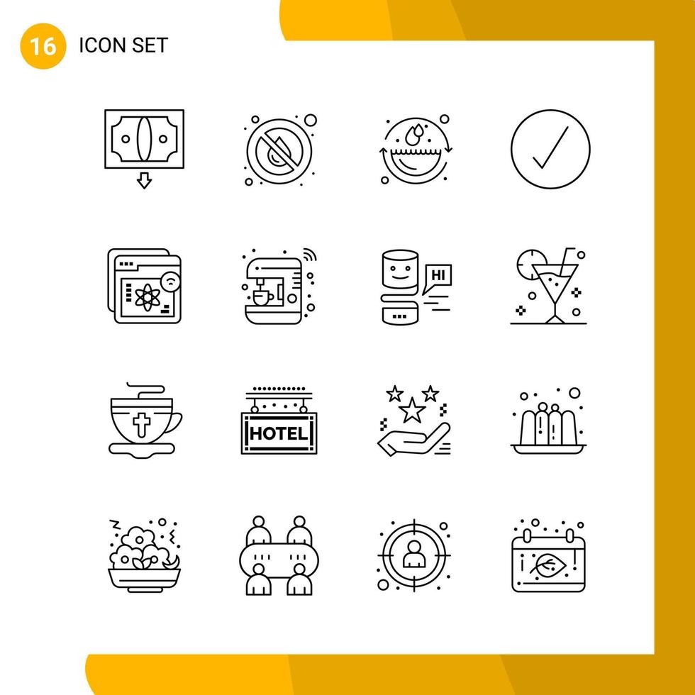 16 Icon Set. Line Style Icon Pack. Outline Symbols isolated on White Backgound for Responsive Website Designing. vector