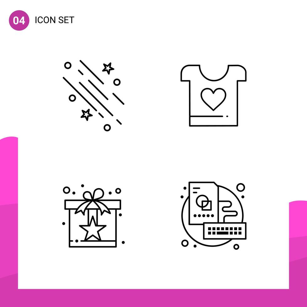 Outline Icon set. Pack of 4 Line Icons isolated on White Background for responsive Website Design Print and Mobile Applications. vector