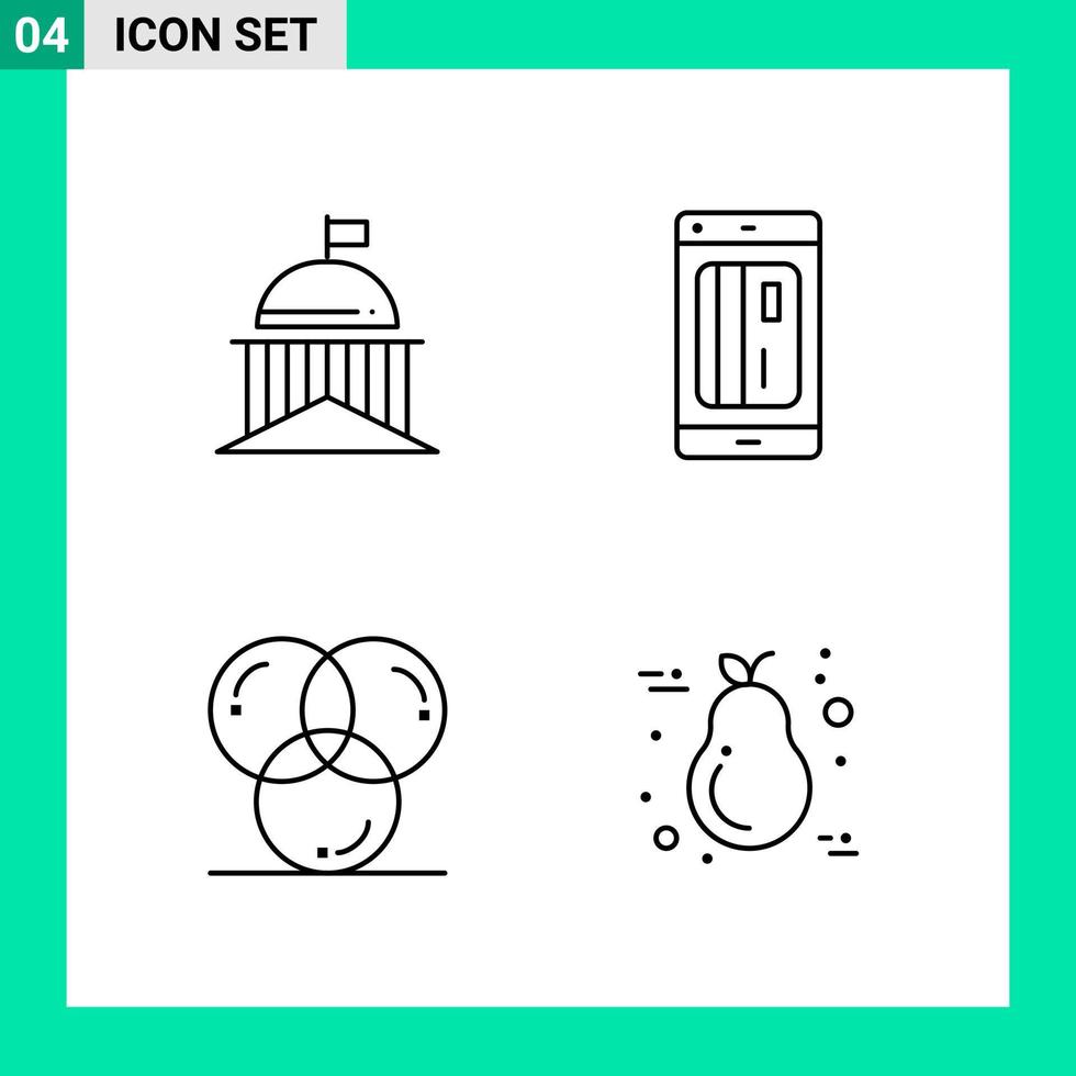 Pack of 4 Line Style Icon Set. Outline Symbols for print. Creative Signs Isolated on White Background. 4 Icon Set. vector