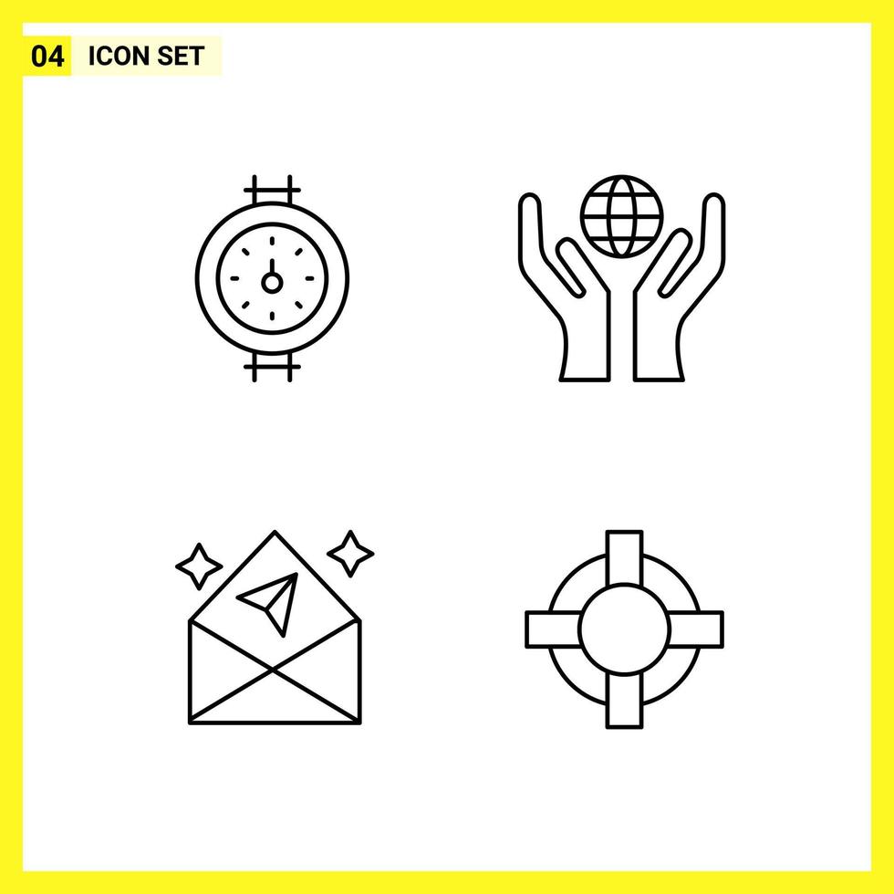 4 conjunto de iconos. símbolos de línea simple. signo de contorno sobre fondo blanco para aplicaciones móviles de diseño de sitios web y medios impresos. vector