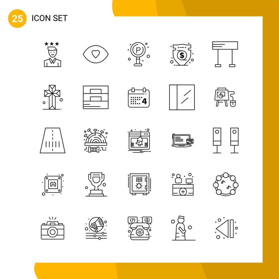 25 Icon Set. Line Style Icon Pack. Outline Symbols isolated on White Backgound for Responsive Website Designing. vector