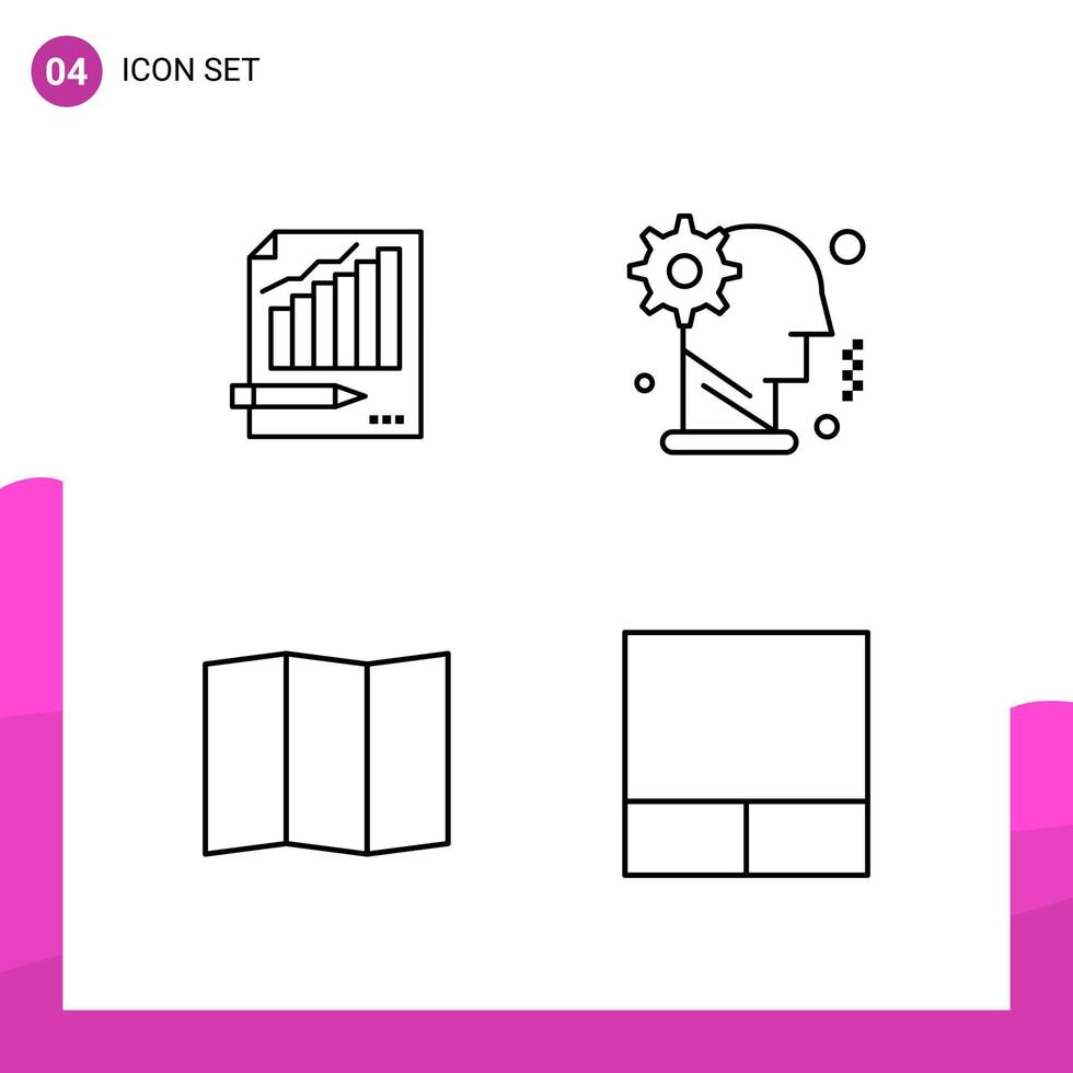 Outline Icon set. Pack of 4 Line Icons isolated on White Background for responsive Website Design Print and Mobile Applications. vector