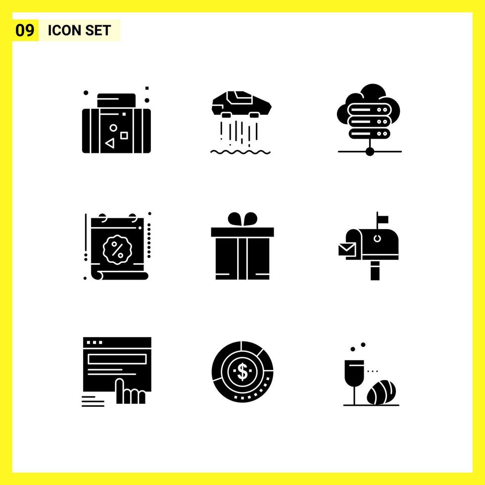 9 conjunto de iconos. símbolos sólidos simples. signo de glifo sobre fondo blanco para aplicaciones móviles de diseño de sitios web y medios impresos. vector