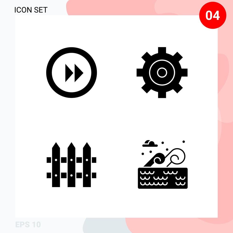 Vector Pack of 4 Icons in Solid Style. Creative Glyph Pack isolated on White Background for Web and Mobile.