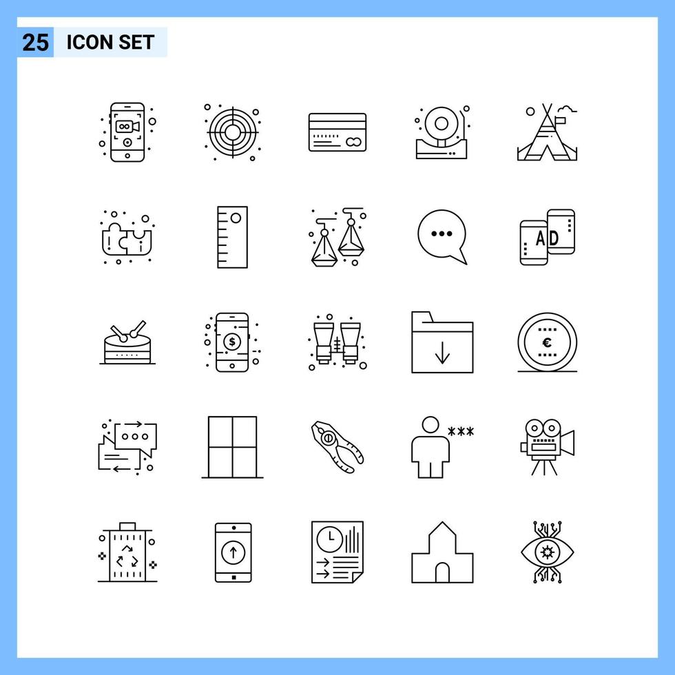 25 Icons. Line style Creative Outline Symbols. Black Line Icon Sign Isolated on White Background. vector