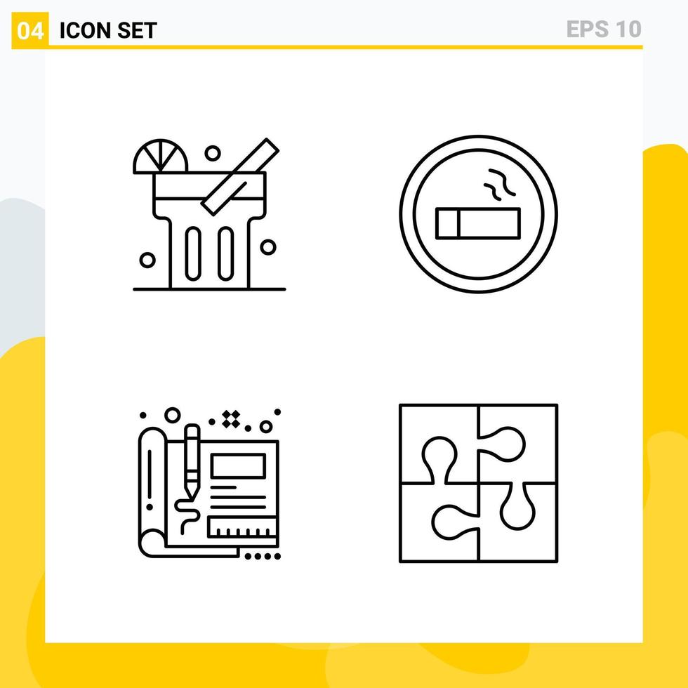 Collection of 4 Universal Line Icons. Icon Set for Web and Mobile. vector