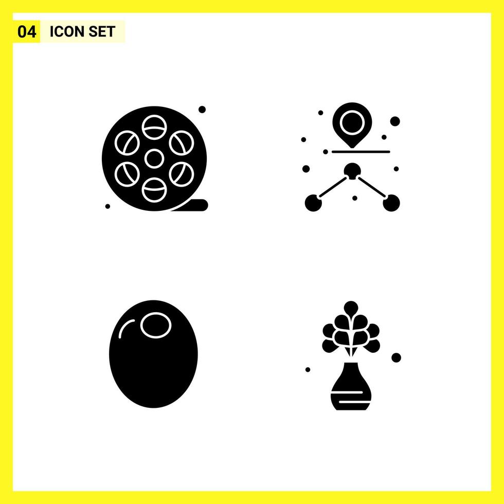 4 Icon Set. Simple Solid Symbols. Glyph Sign on White Background for Website Design Mobile Applications and Print Media. vector