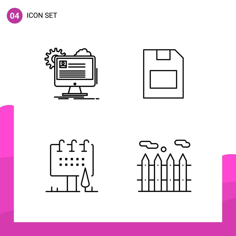 Outline Icon set. Pack of 4 Line Icons isolated on White Background for responsive Website Design Print and Mobile Applications. vector