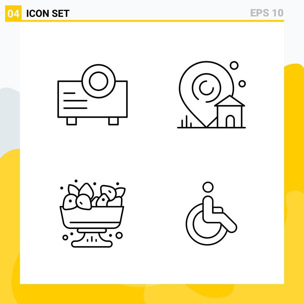 Collection of 4 Universal Line Icons. Icon Set for Web and Mobile. vector