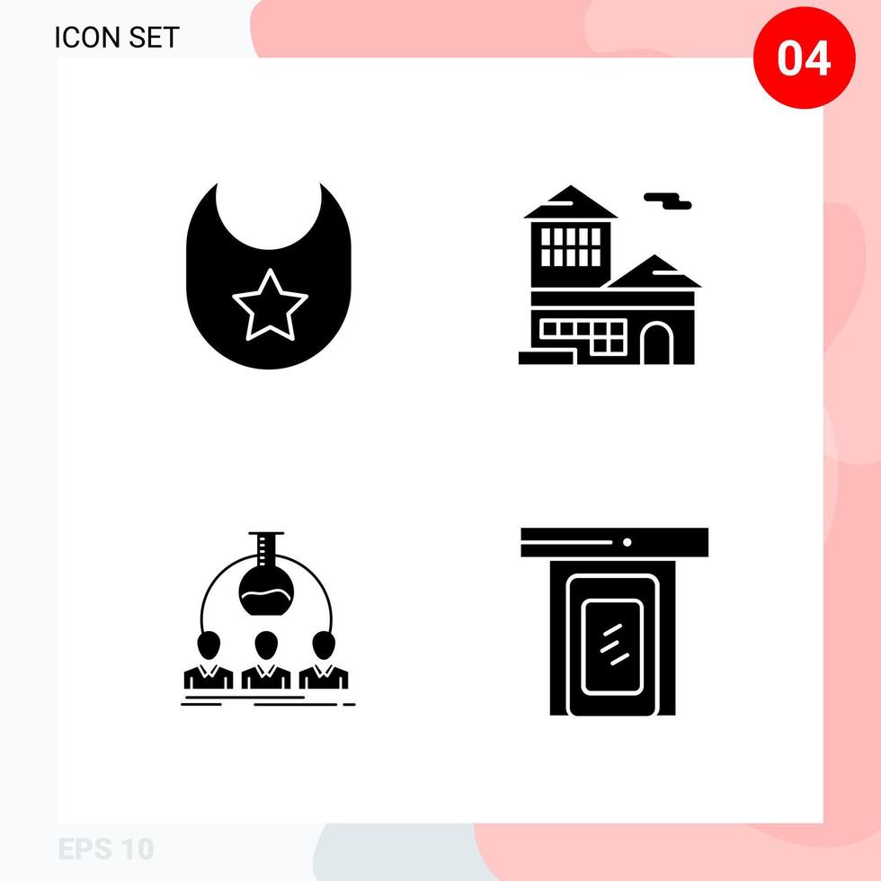 Vector Pack of 4 Icons in Solid Style. Creative Glyph Pack isolated on White Background for Web and Mobile.