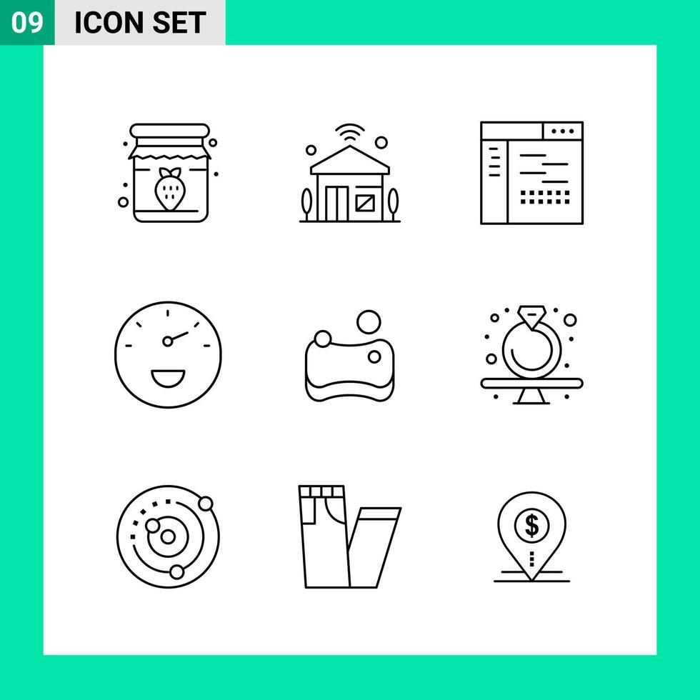 Pack of 9 Line Style Icon Set. Outline Symbols for print. Creative Signs Isolated on White Background. 9 Icon Set. vector