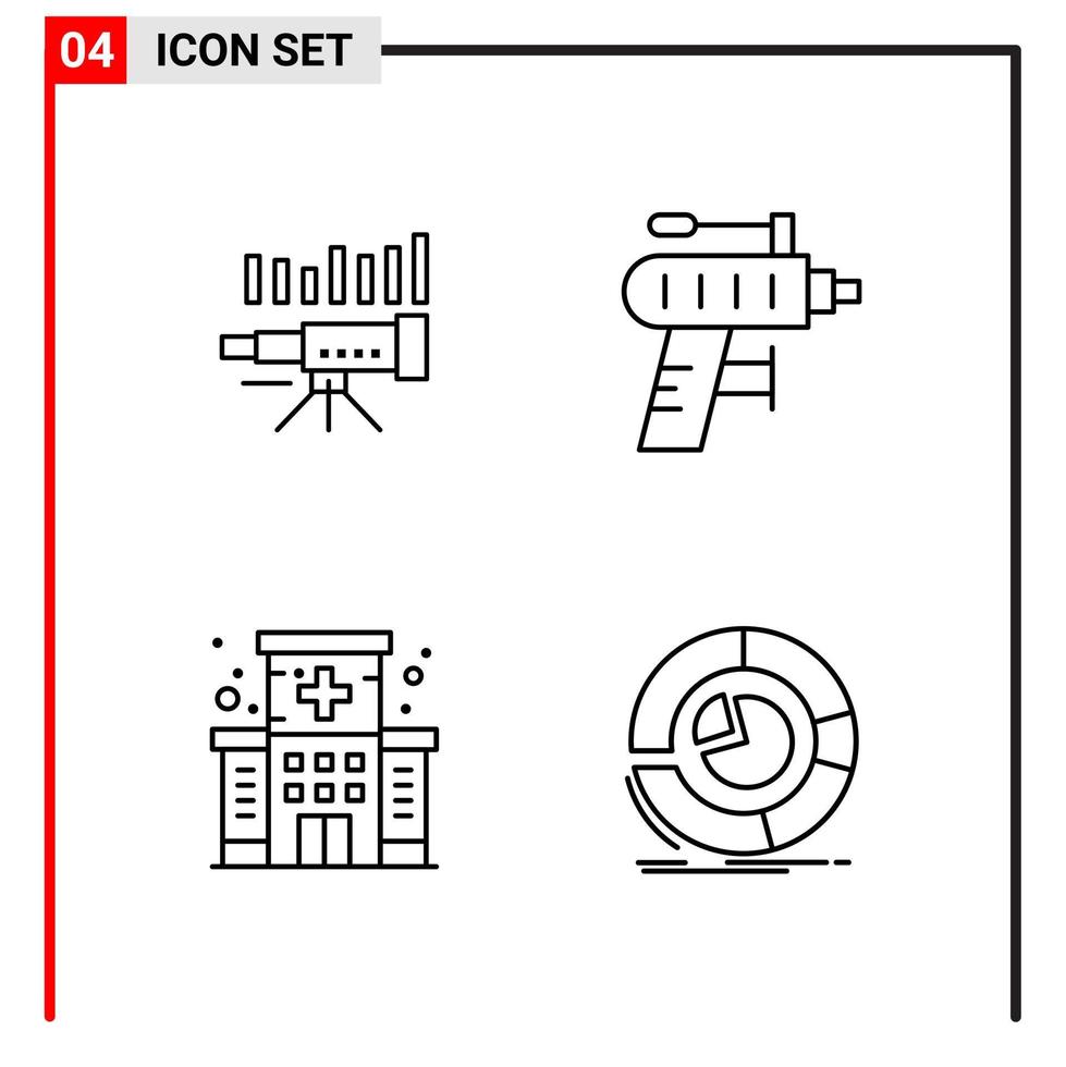 4 General Icons for website design print and mobile apps. 4 Outline Symbols Signs Isolated on White Background. 4 Icon Pack. vector