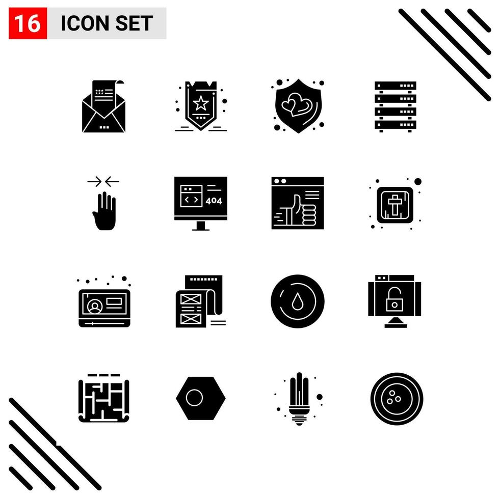 conjunto perfecto de píxeles de 16 iconos sólidos. conjunto de iconos de glifo para el diseño de sitios web y la interfaz de aplicaciones móviles. vector