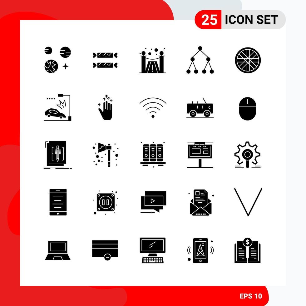 Creative Set of 25 Universal Glyph Icons isolated on White Background vector