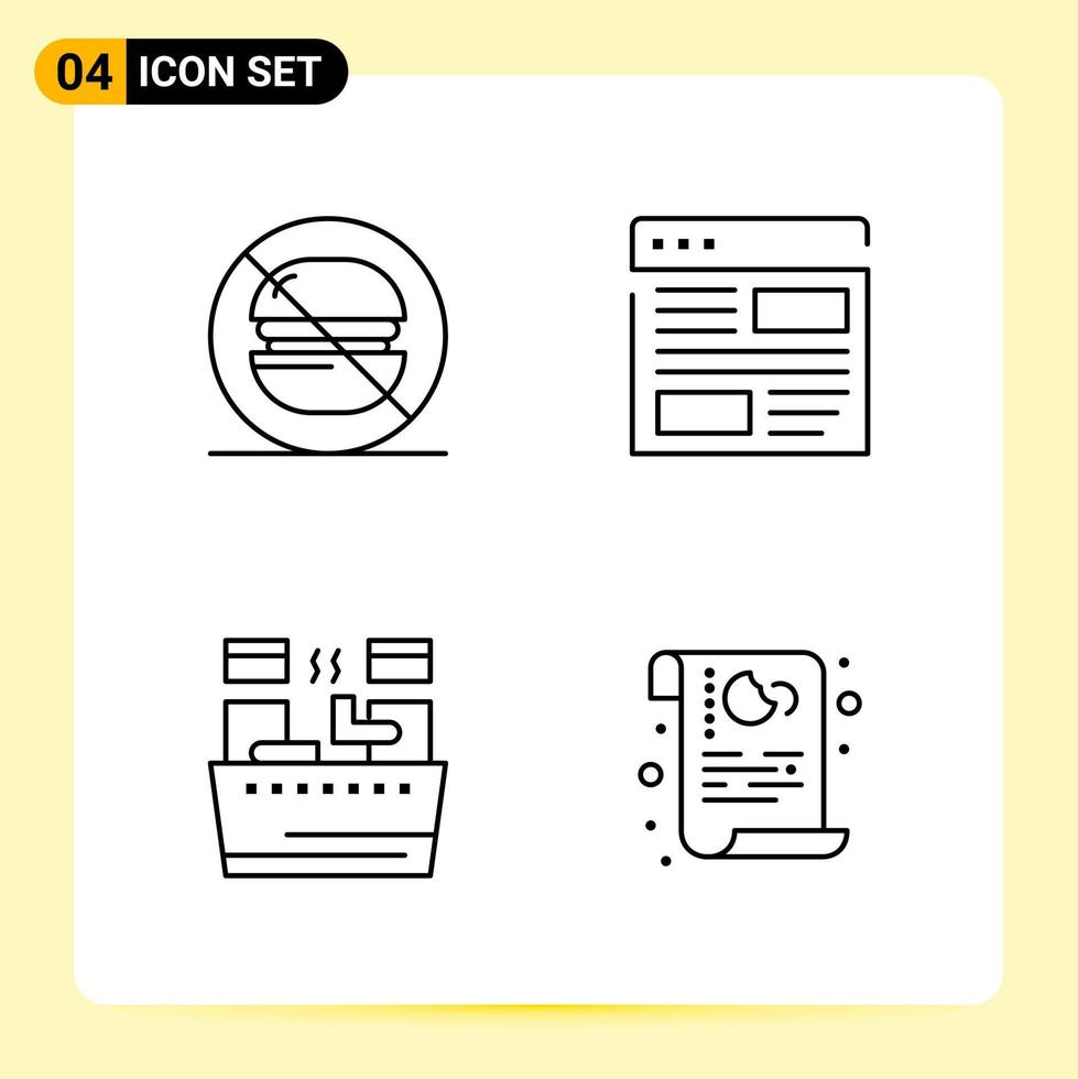 4 Creative Icons for Modern website design and responsive mobile apps. 4 Outline Symbols Signs on White Background. 4 Icon Pack. vector