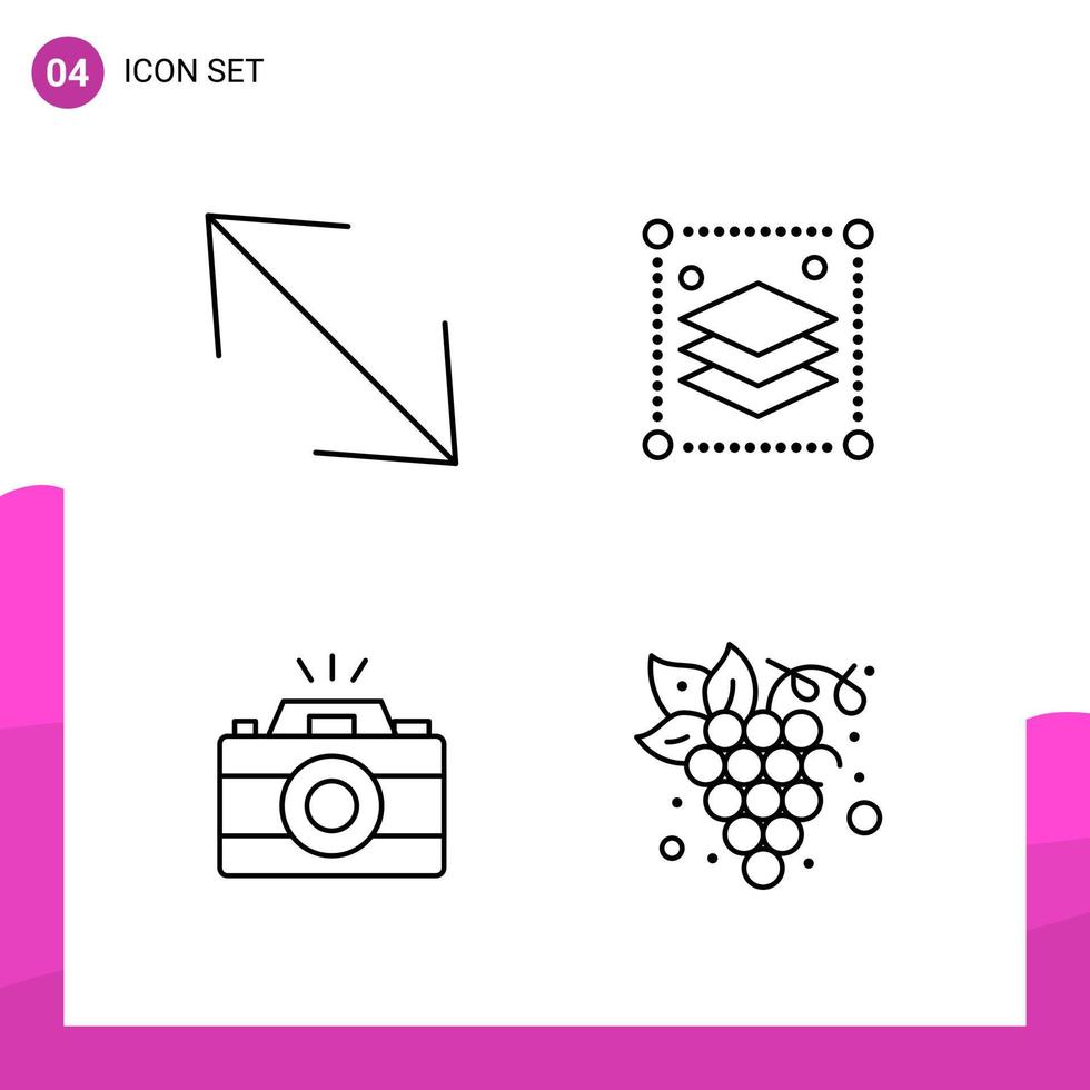 Outline Icon set. Pack of 4 Line Icons isolated on White Background for responsive Website Design Print and Mobile Applications. vector
