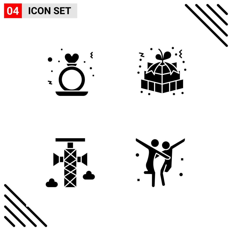 Pixle Perfect Set of 4 Solid Icons. Glyph Icon Set for Webite Designing and Mobile Applications Interface. vector