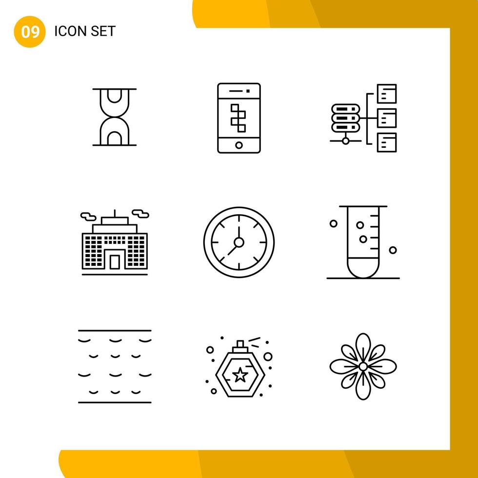 9 Icon Set. Line Style Icon Pack. Outline Symbols isolated on White Backgound for Responsive Website Designing. vector