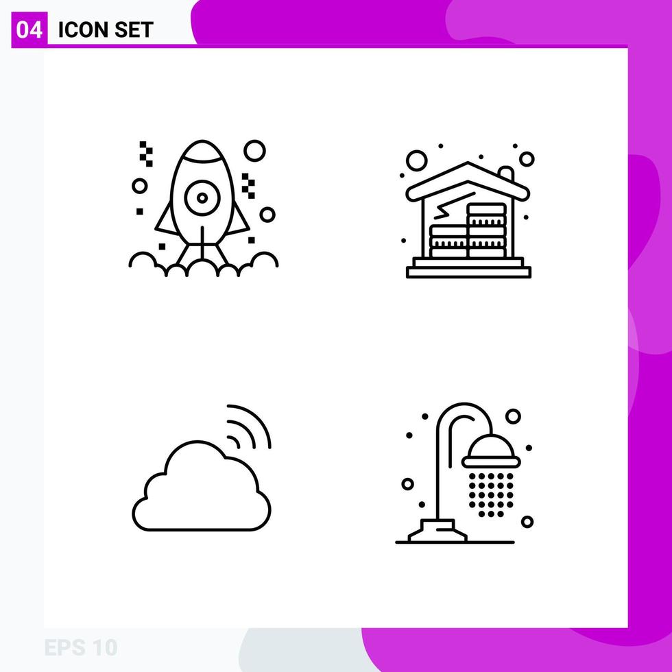 Line Icon set. Pack of 4 Outline Icons isolated on White Background for Web Print and Mobile. vector