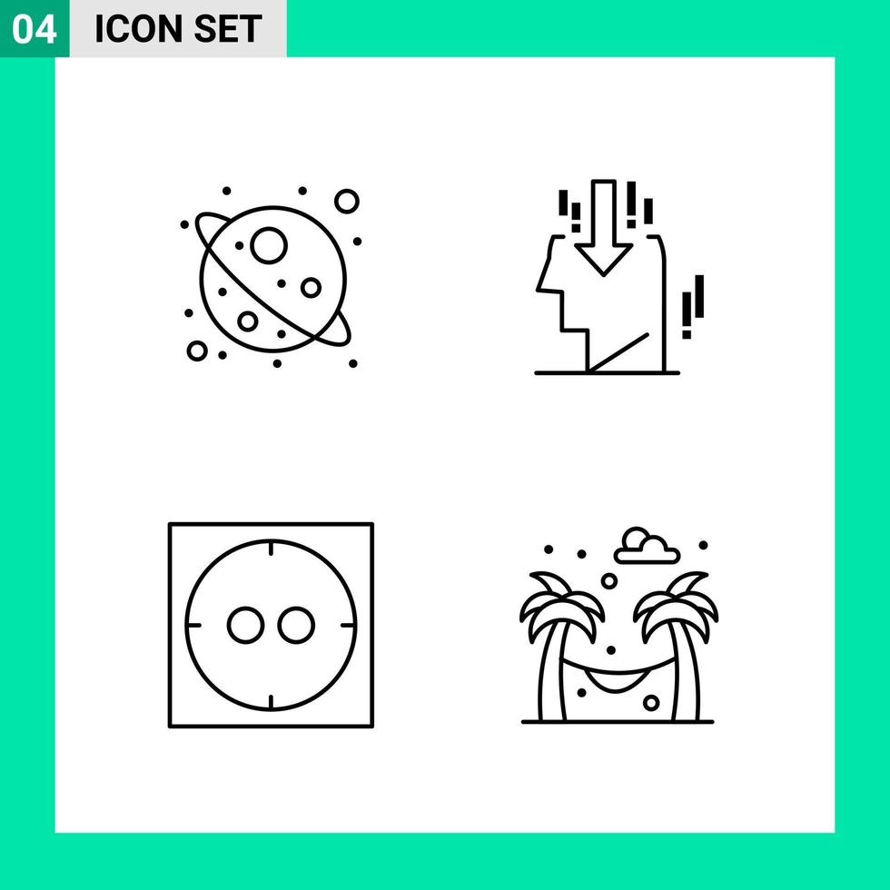 Pack of 4 Line Style Icon Set. Outline Symbols for print. Creative Signs Isolated on White Background. 4 Icon Set. vector