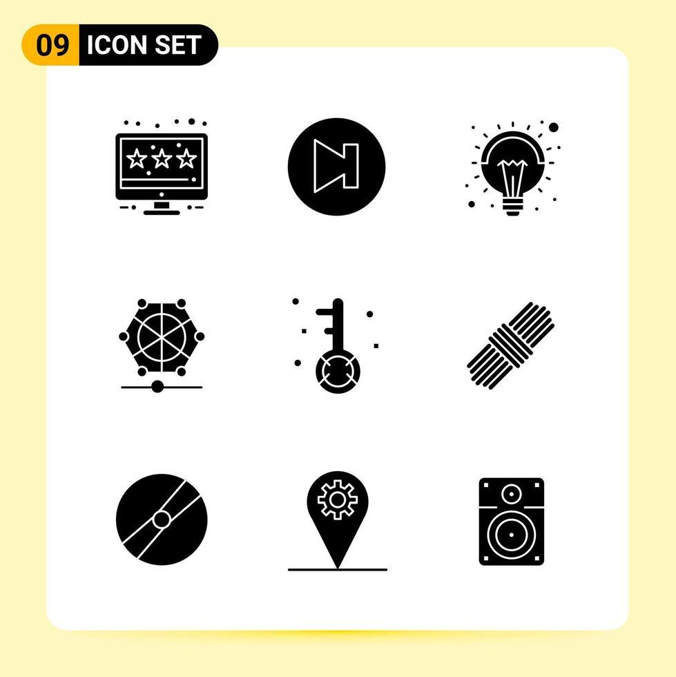 9 Creative Icons for Modern website design and responsive mobile apps. 9 Glyph Symbols Signs on White Background. 9 Icon Pack. vector