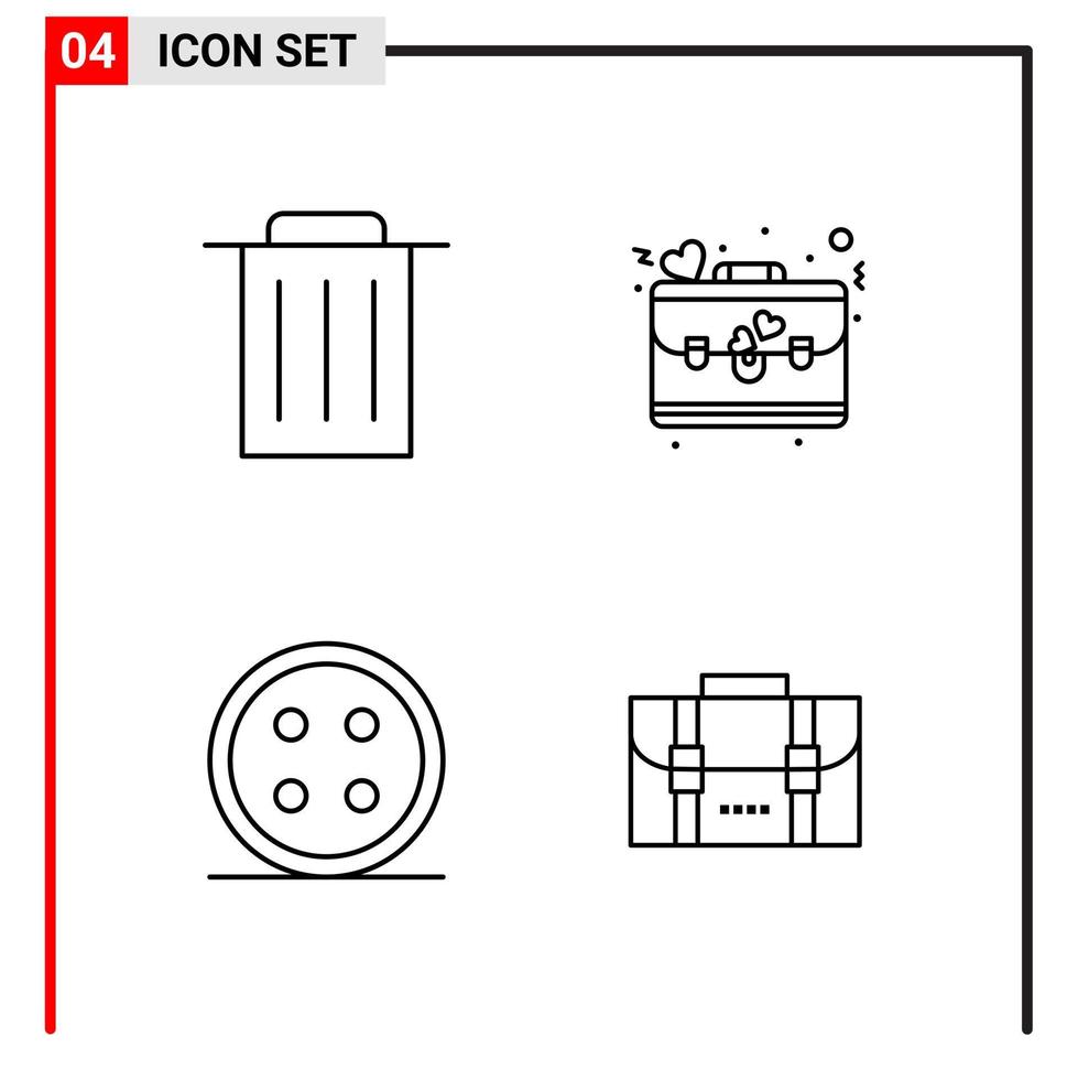 4 General Icons for website design print and mobile apps. 4 Outline Symbols Signs Isolated on White Background. 4 Icon Pack. vector