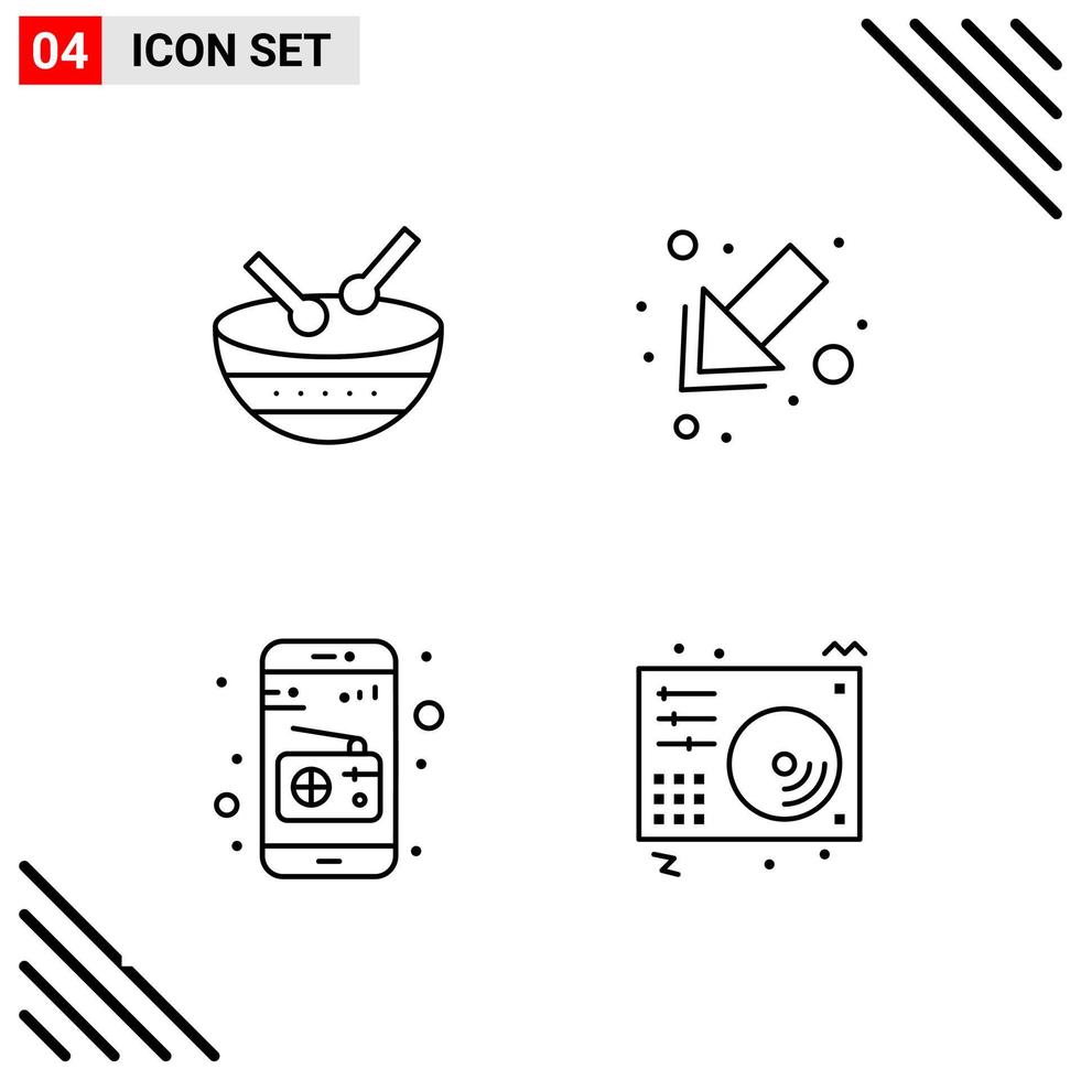 Pixle Perfect Set of 4 Line Icons. Outline Icon Set for Webite Designing and Mobile Applications Interface. vector