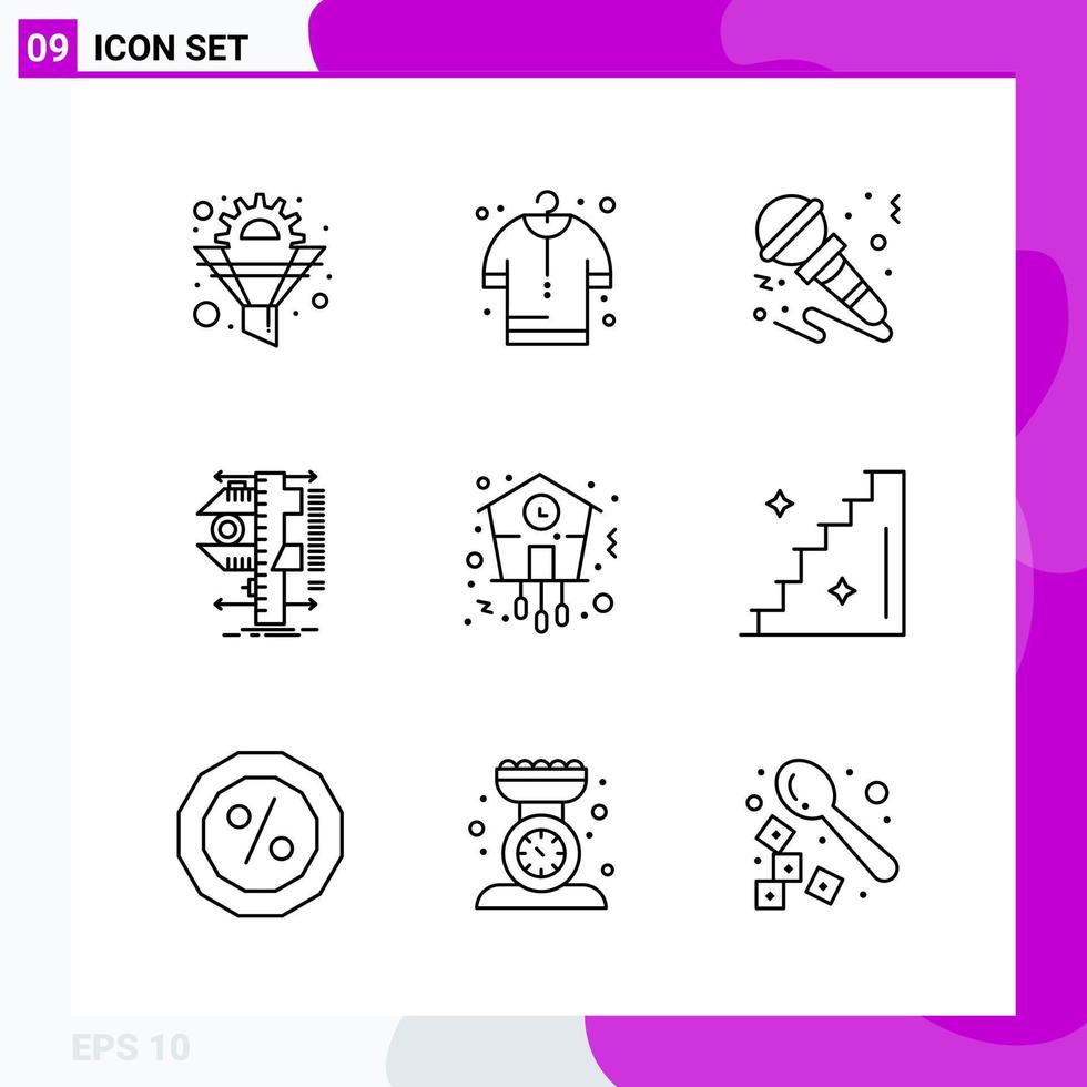 Line Icon set. Pack of 9 Outline Icons isolated on White Background for Web Print and Mobile. vector