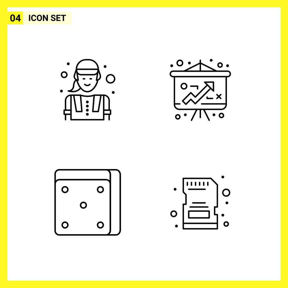 4 Icon Set. Simple Line Symbols. Outline Sign on White Background for Website Design Mobile Applications and Print Media. vector