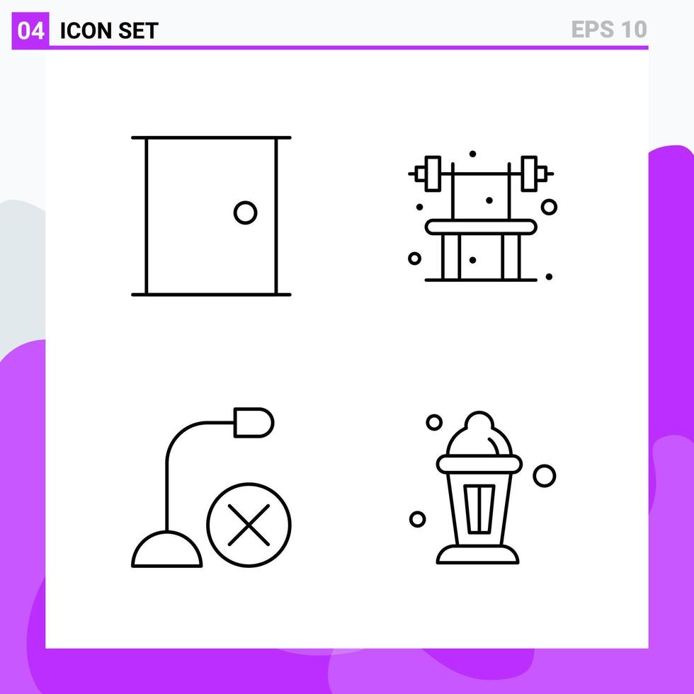 conjunto de 4 iconos en estilo de línea. símbolos de esquema creativos para el diseño de sitios web y aplicaciones móviles. signo de icono de línea simple aislado sobre fondo blanco. 4 iconos. vector