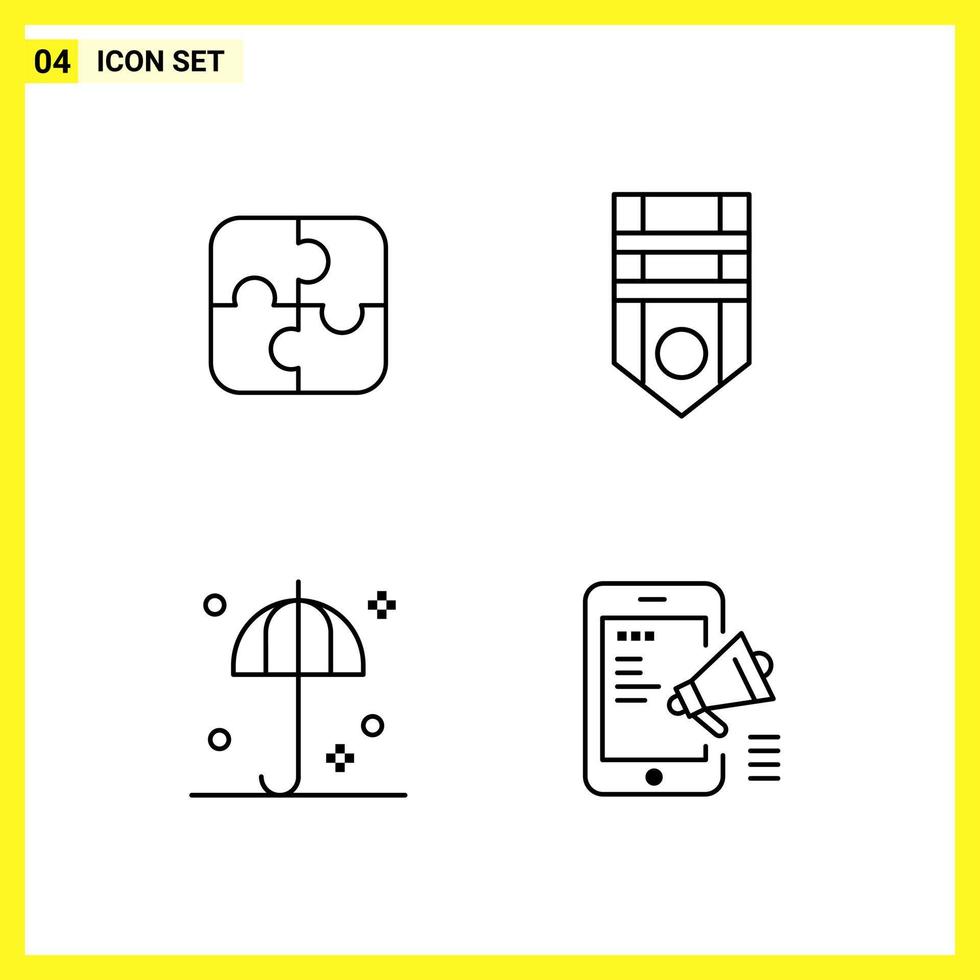 4 Icon Set. Simple Line Symbols. Outline Sign on White Background for Website Design Mobile Applications and Print Media. vector