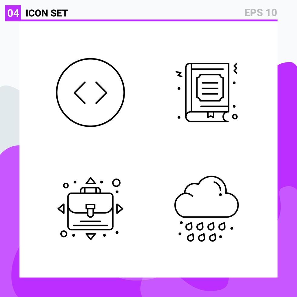 conjunto de 4 iconos en estilo de línea. símbolos de esquema creativos para el diseño de sitios web y aplicaciones móviles. signo de icono de línea simple aislado sobre fondo blanco. 4 iconos. vector