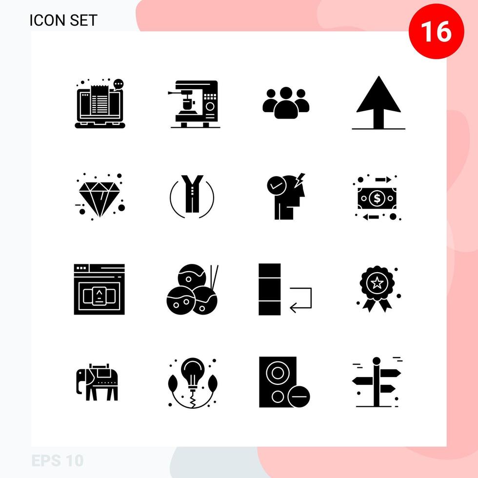 Vector Pack of 16 Icons in Solid Style. Creative Glyph Pack isolated on White Background for Web and Mobile.