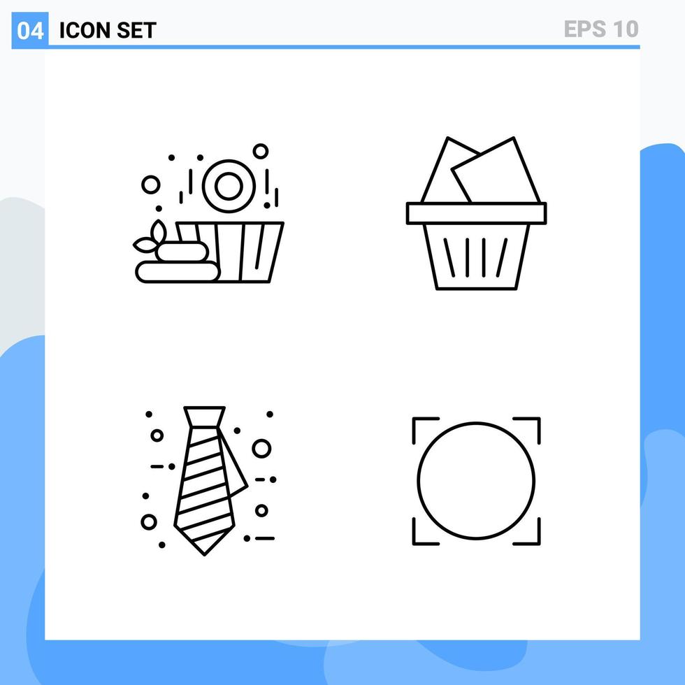 iconos de estilo moderno de 4 líneas. símbolos de contorno para uso general. signo de icono de línea creativa aislado sobre fondo blanco. Paquete de 4 iconos. vector