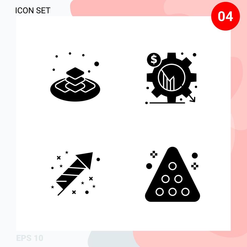 Vector Pack of 4 Icons in Solid Style. Creative Glyph Pack isolated on White Background for Web and Mobile.