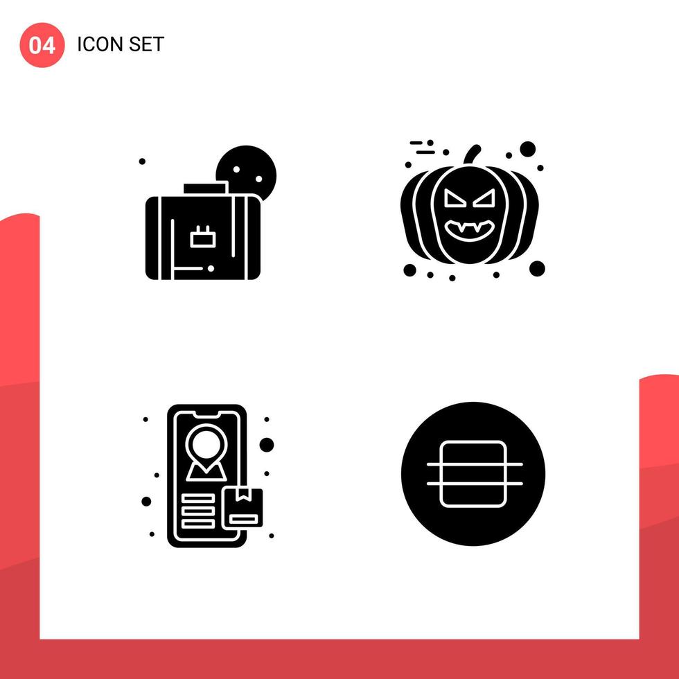Pack of 4 Universal Glyph Icons for Print Media on White Background. vector