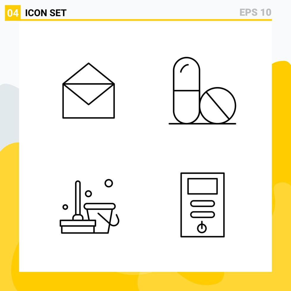 Collection of 4 Universal Line Icons. Icon Set for Web and Mobile. vector