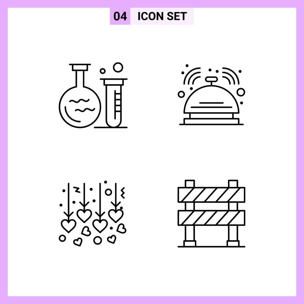 4 Icons in Line Style. Outline Symbols on White Background. Creative Vector Signs for Web mobile and Print.