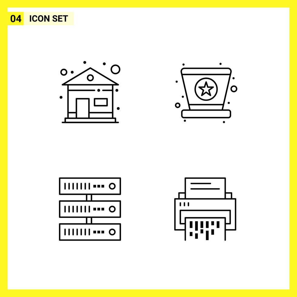 4 Icon Set. Simple Line Symbols. Outline Sign on White Background for Website Design Mobile Applications and Print Media. vector