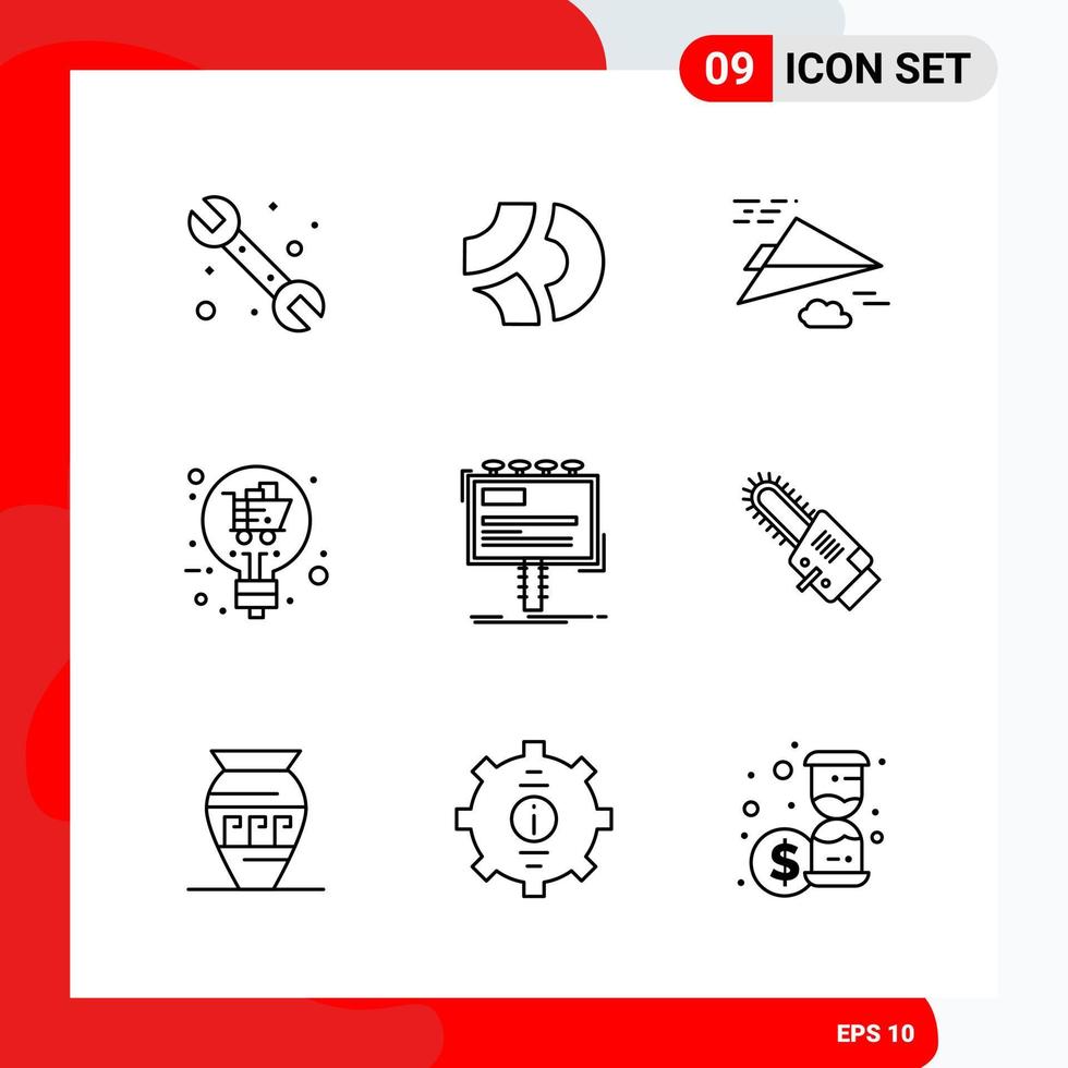 Creative Set of 9 Universal Outline Icons isolated on White Background. vector