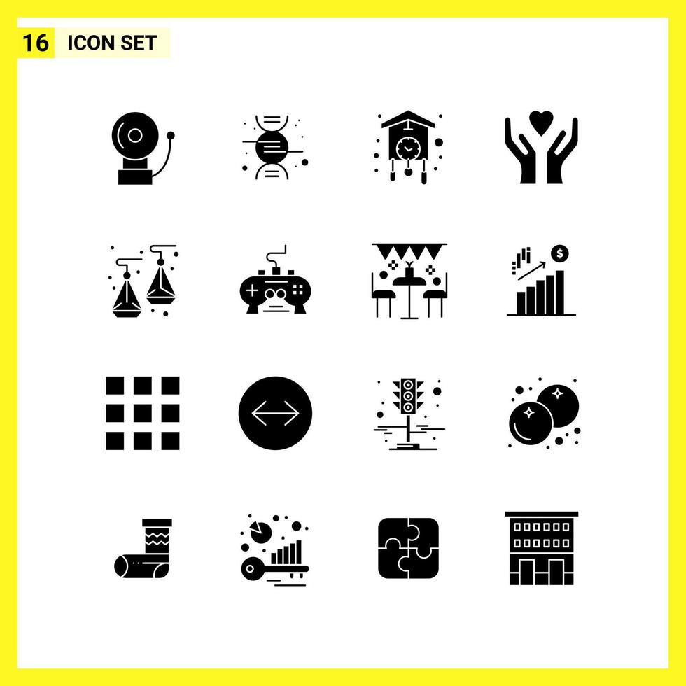 16 Icon Set. Simple Solid Symbols. Glyph Sign on White Background for Website Design Mobile Applications and Print Media. vector