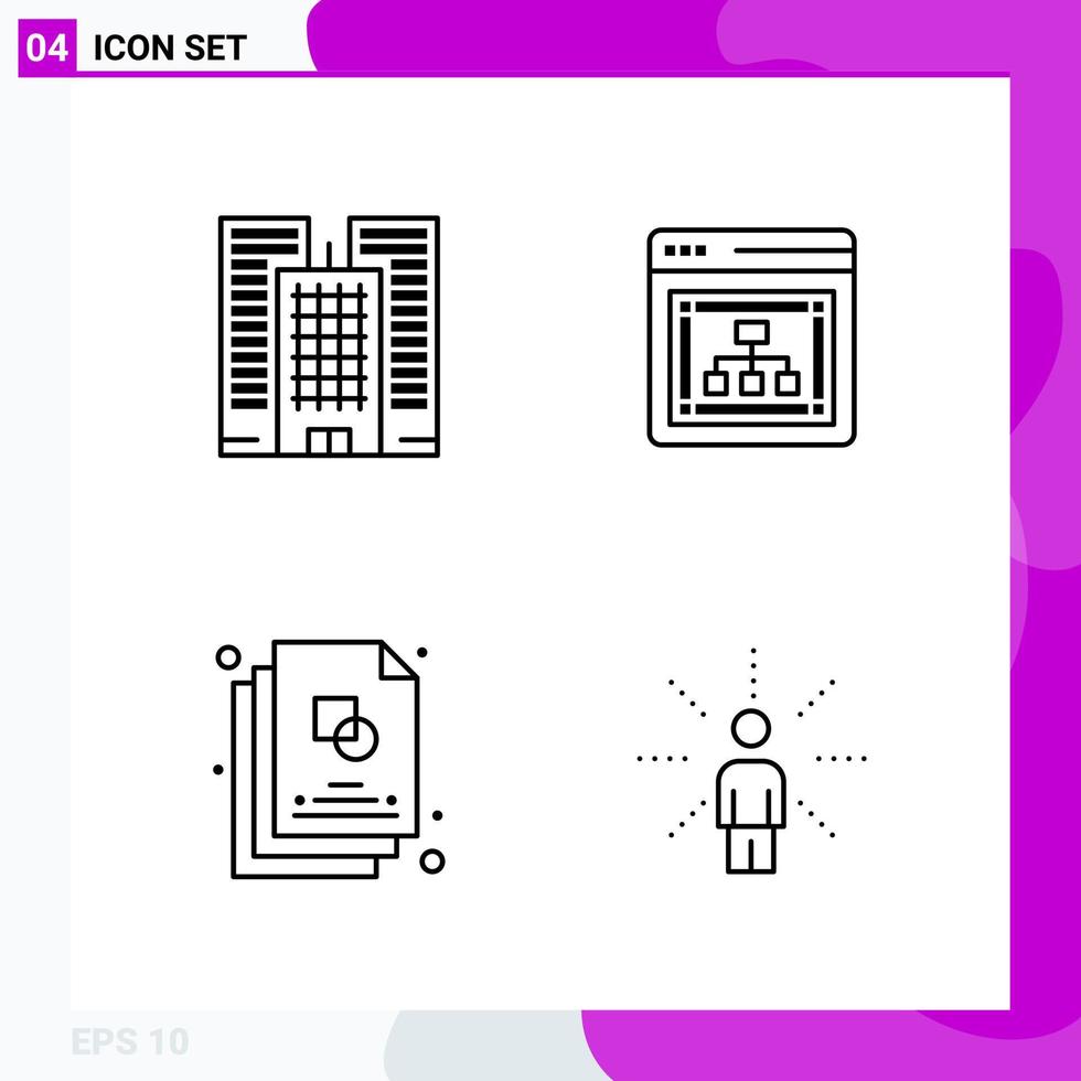 conjunto de iconos de línea. paquete de 4 iconos de contorno aislados en fondo blanco para impresión web y móvil. vector