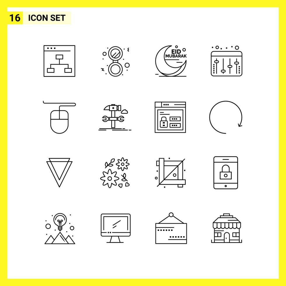 16 Icon Set. Simple Line Symbols. Outline Sign on White Background for Website Design Mobile Applications and Print Media. vector