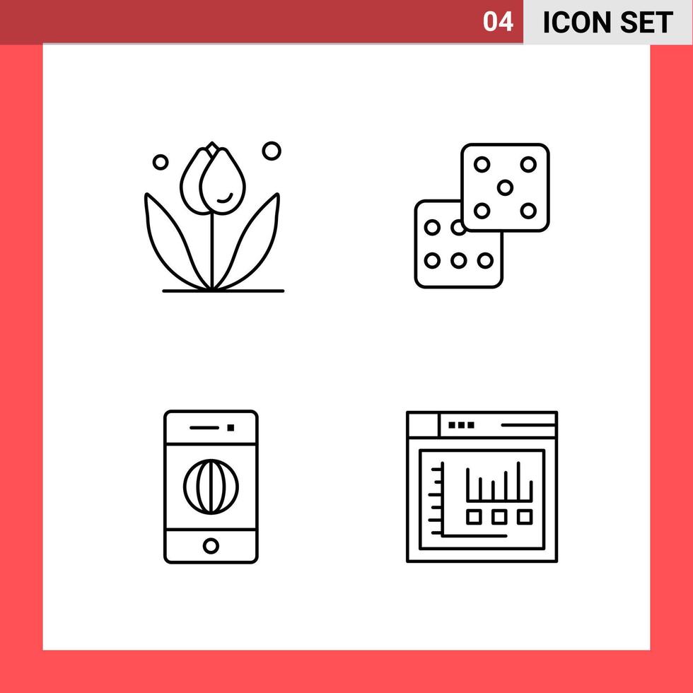 4 Icon Pack Line Style Outline Symbols on White Background. Simple Signs for general designing. vector