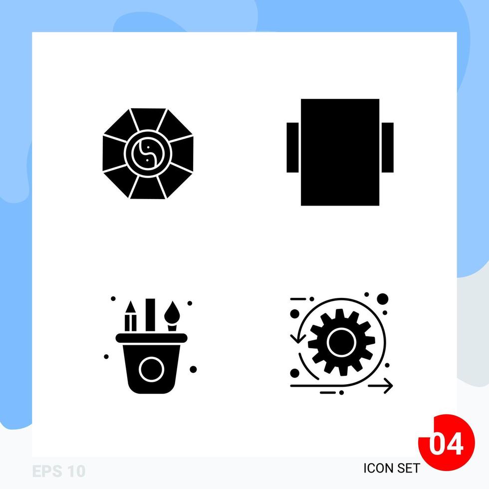 Modern Pack of 4 Icons. Solid Glyph Symbols isolated on White Backgound for Website designing vector