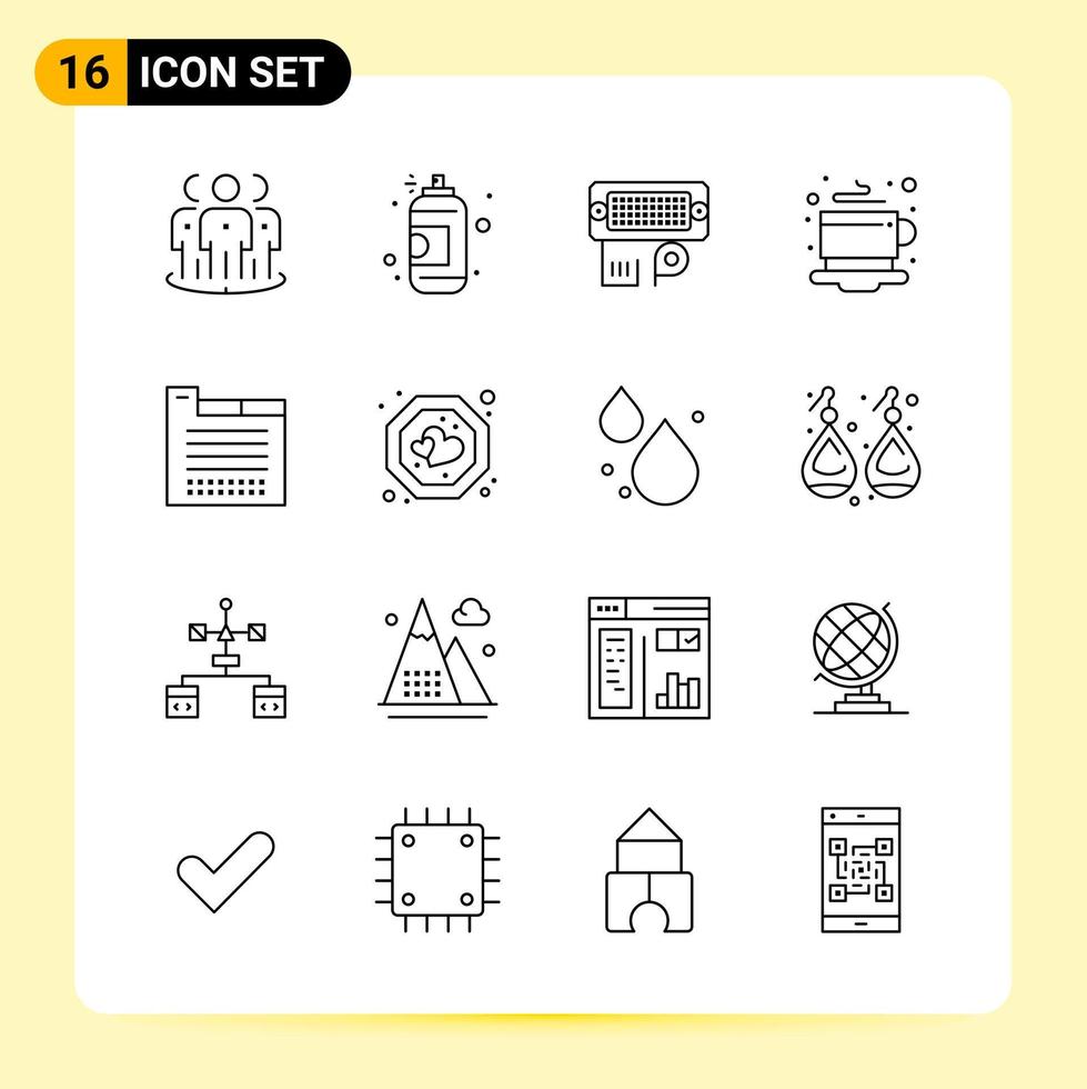 16 Creative Icons for Modern website design and responsive mobile apps. 16 Outline Symbols Signs on White Background. 16 Icon Pack. vector