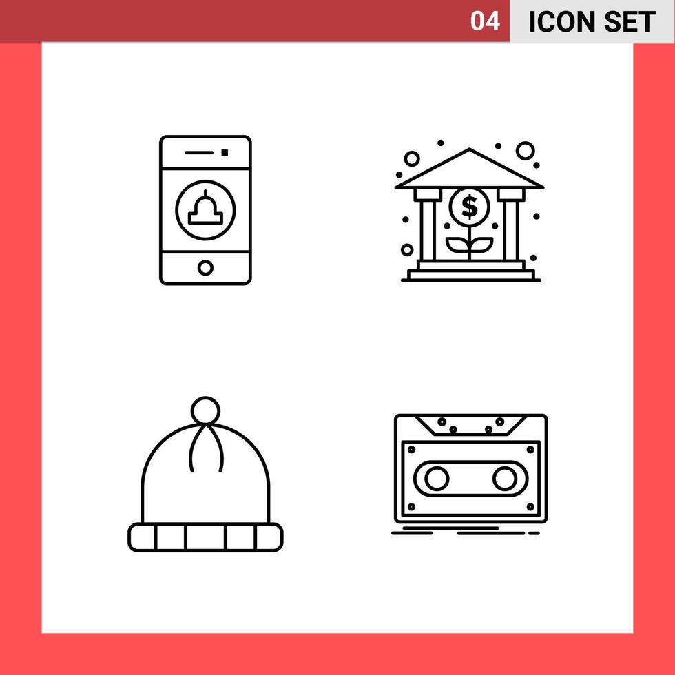 4 Icon Pack Line Style Outline Symbols on White Background. Simple Signs for general designing. vector