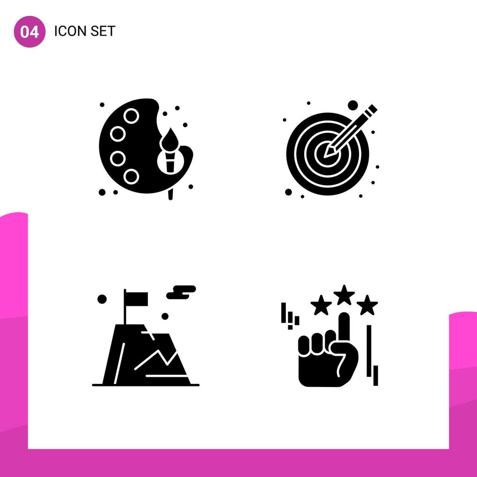 Glyph Icon set. Pack of 4 Solid Icons isolated on White Background for responsive Website Design Print and Mobile Applications. vector