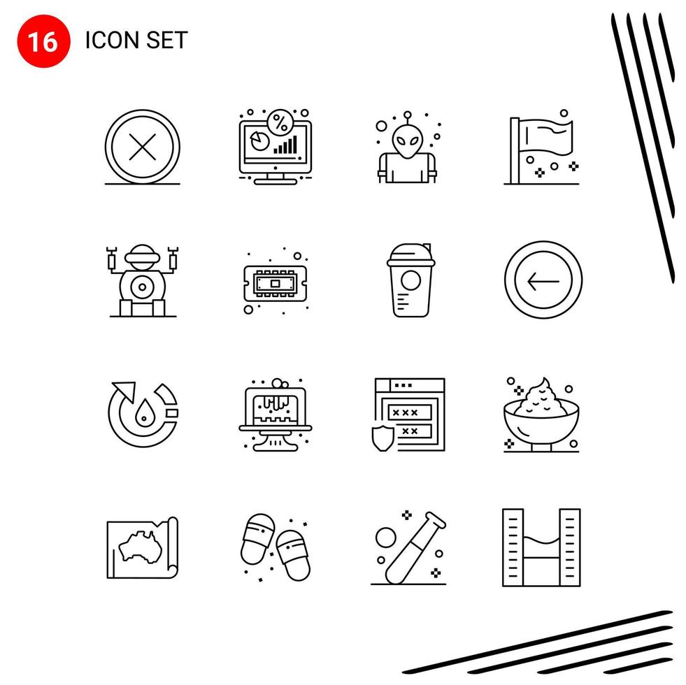 colección de 16 iconos vectoriales en estilo de línea símbolos de contorno perfecto de píxel para signos de icono de línea web y móvil sobre fondo blanco 16 iconos fondo de vector de icono negro creativo