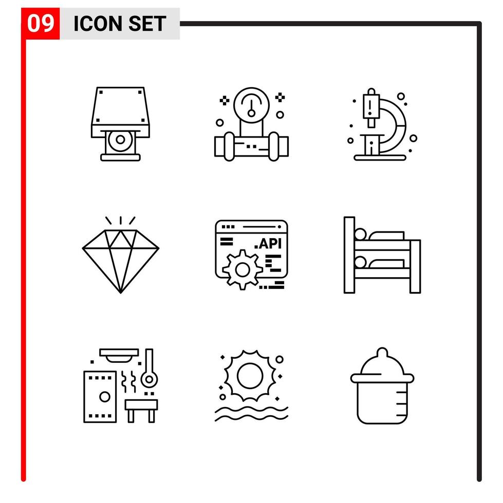 9 General Icons for website design print and mobile apps. 9 Outline Symbols Signs Isolated on White Background. 9 Icon Pack. vector